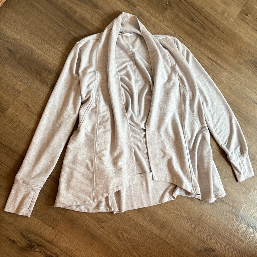 Heathered White/Grey Shambhala Wrap Cardigan